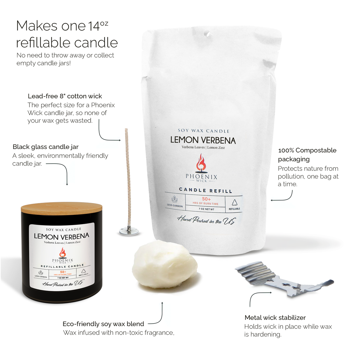 Lemon Verbena Soy Candle-Making Kit with Jar