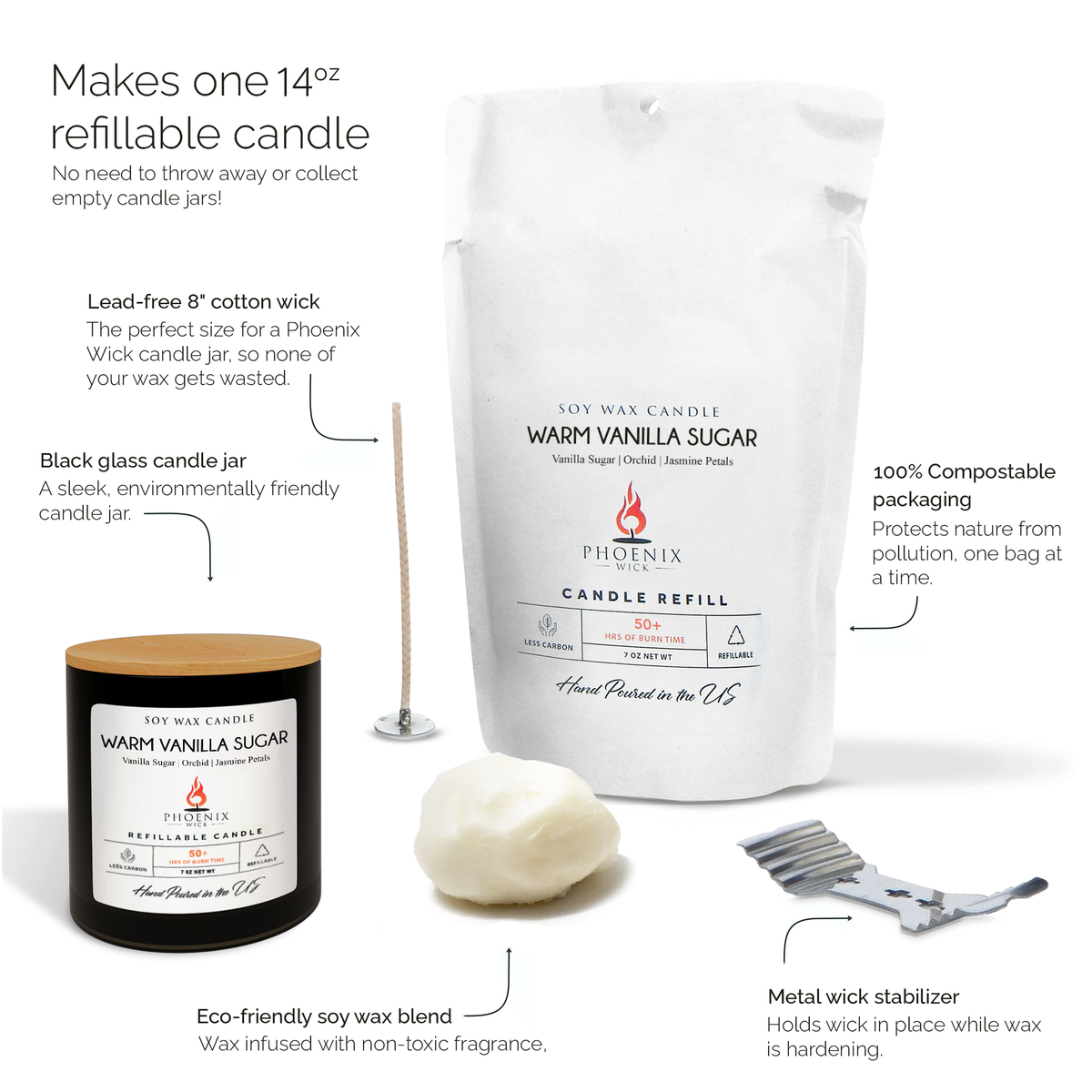 Warm Vanilla Sugar Soy Candle-Making Kit with Jar